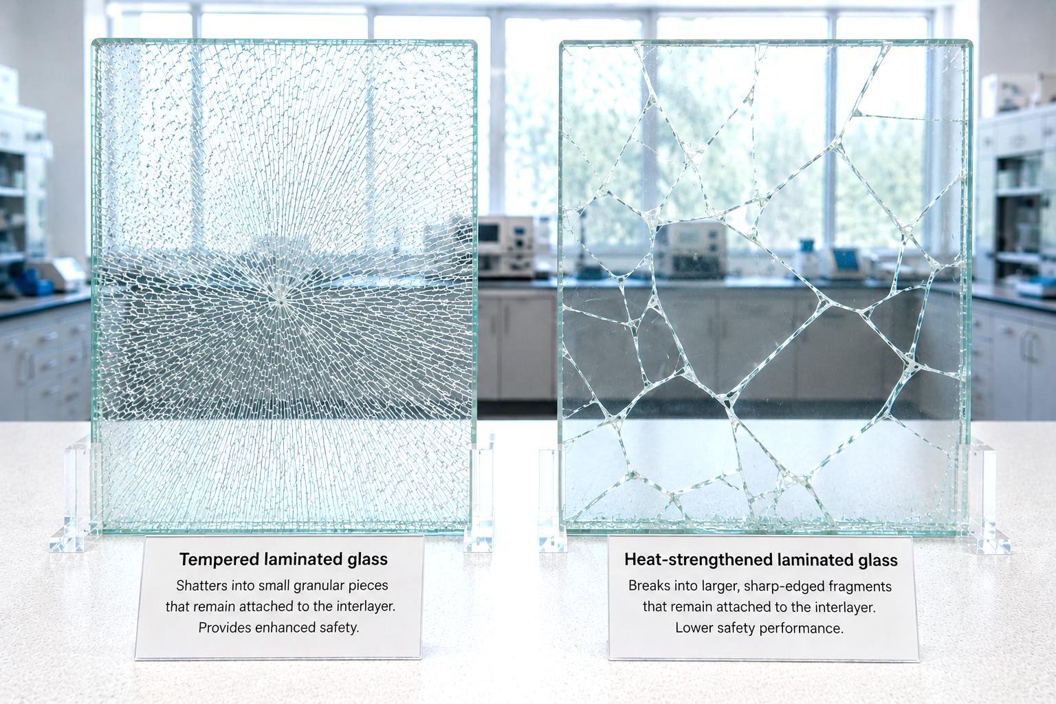 Tempered laminated glass VS Heat-strengthened laminated glass Tempered laminated glass VS Heat-strengthened laminated glass